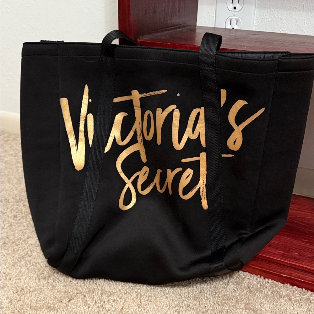 Victoria's Secret Black Tote with Gold Lettering
